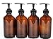 Vivaplex, 4, Large, 8 oz, Empty, Amber Glass Bottles with Black Lotion Pumps primary