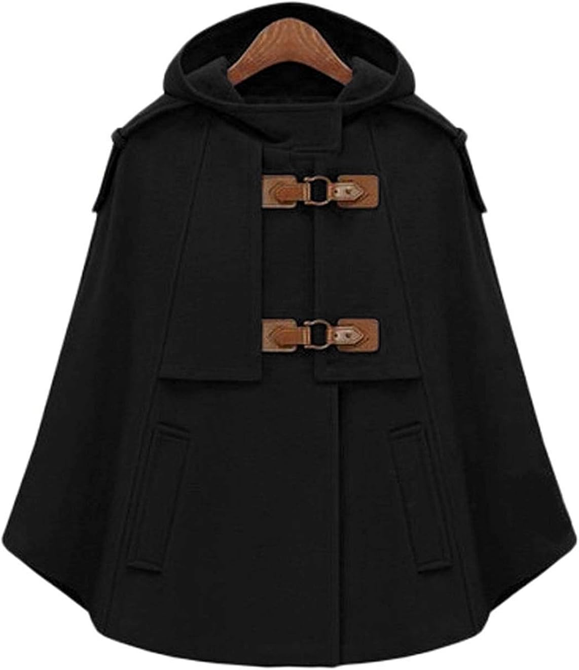 CHARTOU Women's Cute Batwing-Sleeve Hooded Wool Baggy Poncho Cape Cardigans Outwear