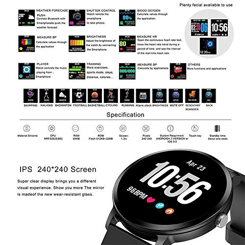 image for MIYA LTD Fitness Tracker Mens,Miya Touch Glass Screen Wristwatch IP67 