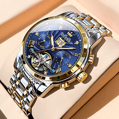 OLEVS Mens Watches Minimalist Ultra Thin Fashion Casual Analog Quartz Date Watch Waterproof Slim Simple Big Face Dress Wrist Watch with Retro Leather Band for Men