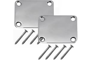 LUZEN 2Pcs Metal Guitar Neck Plates Rectangle Electric Guitar Bass Neck Mounting Plate 4 Holes with Screws Musical Instrument Replacement Accessories (Silver, 67 x 54mm)