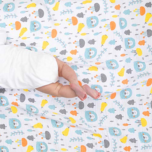 Bubzi Co Woodland Swaddle Muslin Receiving Blanket Set - Pack of 3 -Gender Neutral Design -Soft 100% Cotton Fabric - 47 x 47 inch- 120 x 120cm - Infant Swaddling Blankets for Baby Registry Burp Diaper