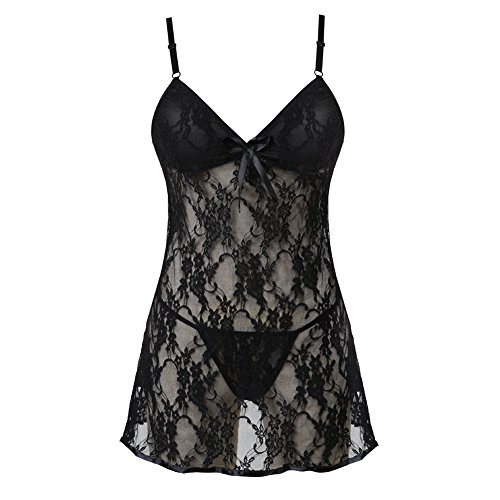 Women Babydoll Sexy Lingerie Transparent Sleepwear Lace Chemises  Outfitblack L | Desertcart Angola