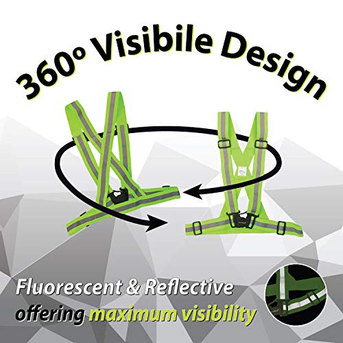 SAFE HANDLER Reflective Fluorescent Belt | 360 Âº Fluorescent Visibility, Lightweight, Reusable, Adjustable, Easy to Wear (Orange & Yellow 2 PACK)
