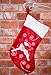 Plush Reindeer Christmas Stocking by Clever Creations | Embroidered Snowflake Design | Red and White Theme | Fur Cuff Detail | Soft Felted Material | Festive Holiday Décor | Measures 16
