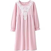 BANGSAUR Girls Cotton Dress, Lace Dress Girl Sleeping Gown 3-15 Years
