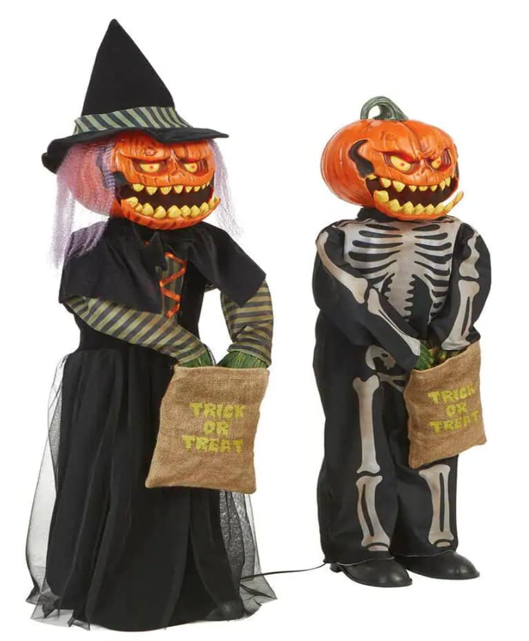 3 ft Pumpkin Twins Halloween Animated LED Animatronic Pricepulse
