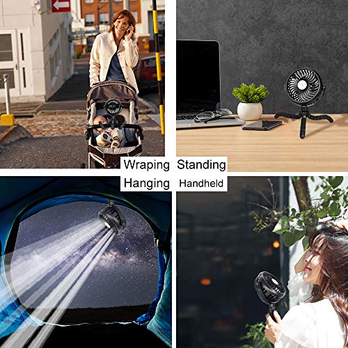 Ventilador USB, mini Ventilador, Ventilador de Mesa silencioso, Batería recargable, Ventilador camper con Trípode flexible, 12 LED, Ventilador de Mano, Ventilador pilas pequeño para Oficina,Cochecito