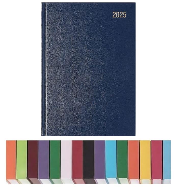 Top Sale 2025 Day Per Page A5 Yearly Diary with Appointments Hard Cover and Matching Ribbon Marker – Blue