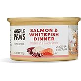 Whole Paws, Wet Cat Food, Salmon &amp; Whitefish Dinner in Savory Broth, 3 Ounce