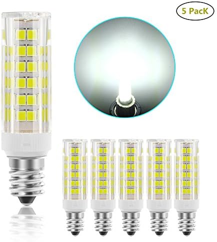 SHKNH E12 Led Bulb Candelabra E12 Base T4 JD 120V LED Halogen Replacement Bulb, 5.5W, 55W Equivalent, For Cabinet Puck Light, Outdoor landscape lights, Table lamp, Courtyard Light, Pack of 5