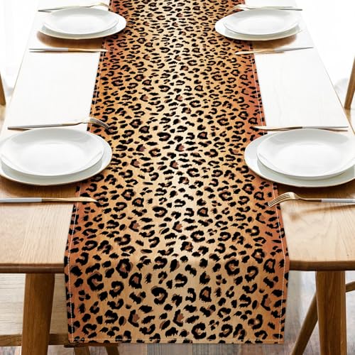 Croar Leopard Print Dining Table Runner, Wildlife Safari Animal… at Amazon