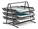 Mindspace Desk Organizer Paper Tray with 3 Tier Desktop File Organizer | Office Organizer & Stacking File Holder, Document Organization for Desk | The Mesh Collection, Black