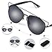 Duduma Polarized Fashion Aviator Sunglasses with Full Metal Crossbar Frame for Women and Men 8027(Black frame,Smoke lens)