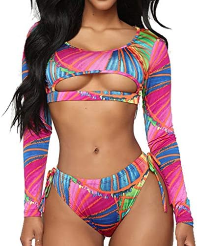 HowLoo Women Bikini Surfwear Long Sleeve Surfing Diving Swimsuit One Piece Beach Bathing Suit