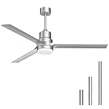 ghicc Ceiling Fan with Light and Remote, Silver