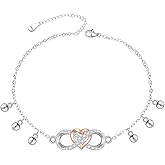 Talonior Infinity Anklet Beaded Ankle Bracelets for Women Heart Anklet Sterling Silver Jewelry Mother's Day Gifts for Women Mother