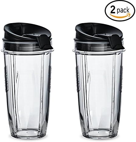 Nutri Ninja 24 oz. Tritan Cups with Sip & Seal Lids by NutriGear. Compatible with BL480, BL490, BL640, & BL680 Auto IQ Series Blenders (Pack of 2)