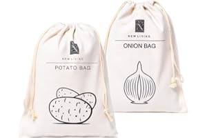 New Living Linen Cotton Potato & Onion Storage Bags, Eco-Friendly Food Storage, 30 * 40cm