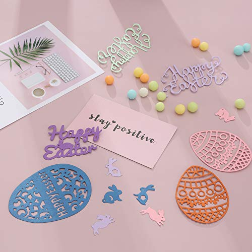 image for Norme 7 Pieces Happy Easter Metal Cutting Dies Easter Eggs Bunny Rabbi