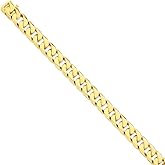 FB Jewels Solid 14K Yellow Gold 11.2mm Hand-Polished Flat Beveled Curb Chain Bracelet/Anklet
