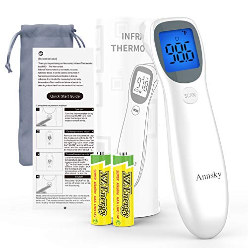 Baby Forehead and Ear Thermometer for Fever【New Design】,Annsky Professional Medical Infrared Digital Fever Temporal Thermometers with Flashlight, Instant Accurate Reading for Baby Kids and Adults