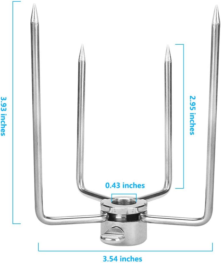 Allnice Rotisserie Spit Forks, Stainless Steel Rotisserie Prongs Meat Forks, Fits 3/8 inches Hexagon, 5/16 inches Square, and 7/16 inches Round Rotisserie Spit Rods : Garden & Outdoor