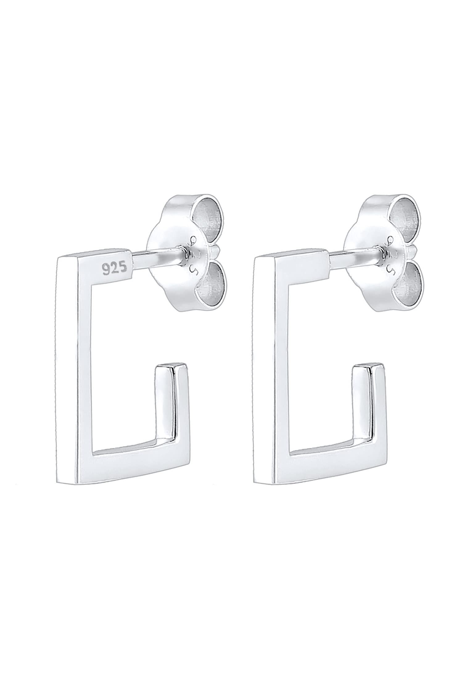 Elli Women's Silver 925 Sterling Silver Xilicon Cut Square Earrings