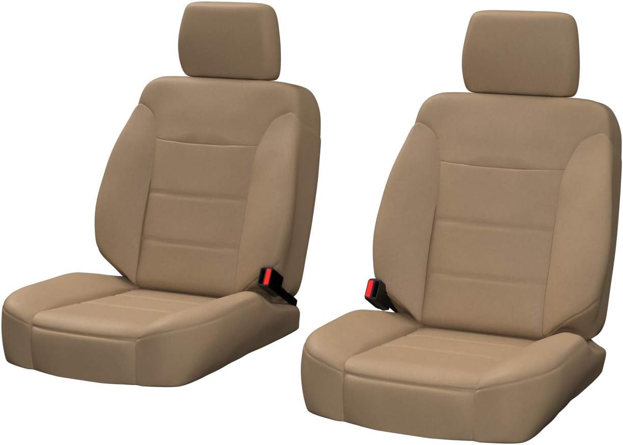 SHEAR COMFORT Front Seats: ShearComfort Custom Sof-Touch Imitation Leather Seat Covers for Honda Accord (2013-2017) in Solid Sandstone for Buckets w/Adjustable Headrests (Sedan and Hybrid and Plugin)