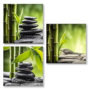 3 Panel Canvas Wall Art Stones in The Sand Pictures Home Wall Decorations for Bedroom Living Room Paintings Canvas Prints Framed - 12"x12"x3 Panels
