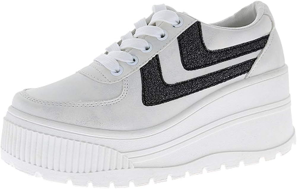 chunky white 90s platform sneakers