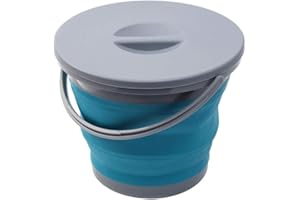 Ahyuan Collapsible Water Bucket with Locking Lid Multifunction Foldable Round Tub Water Pot Portable Water Pail Space Saving Water Container for RV, Camping, Marine, Outdoor Activities and Home (Blue)