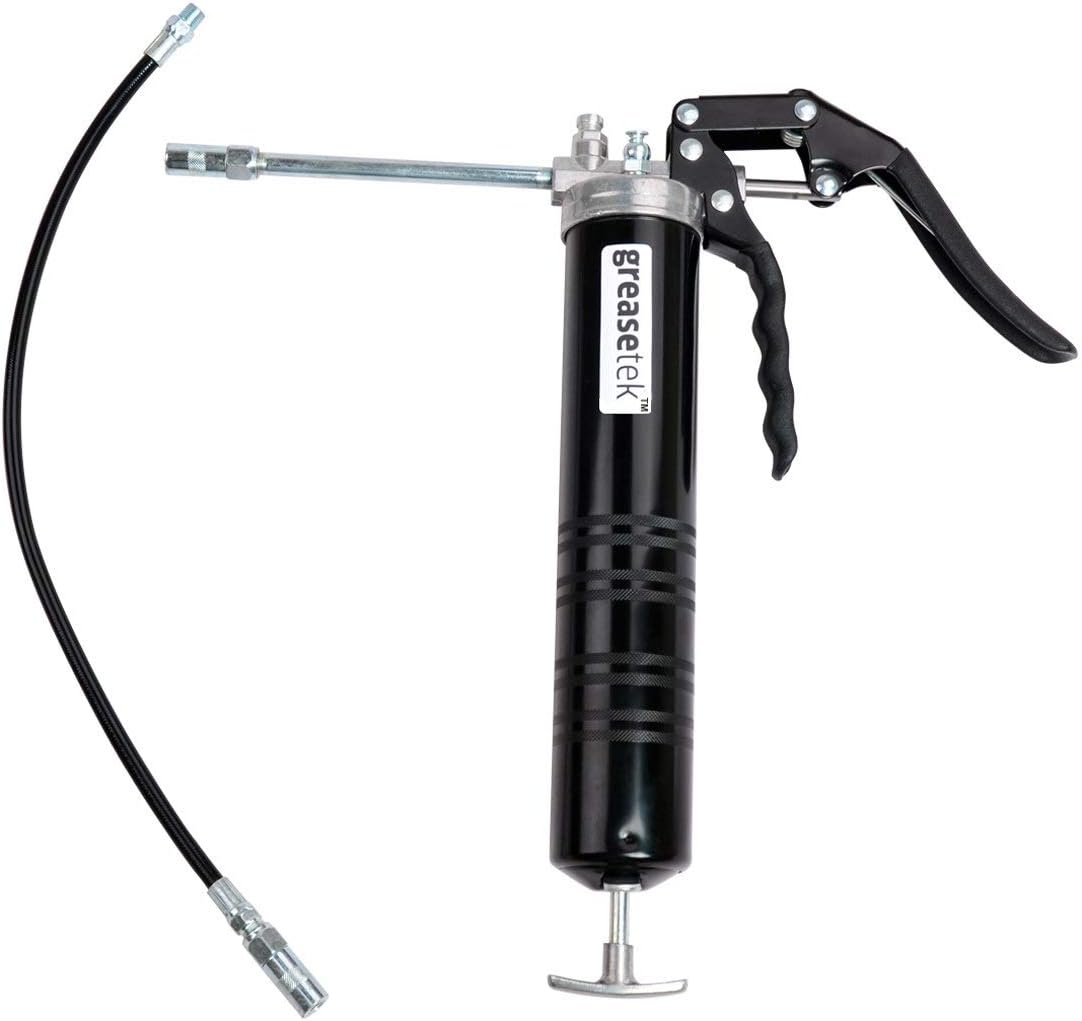 GreaseTek Premium Pistol Grip Grease Gun with 18" Hose and Extension