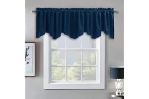 StangH Navy Blue Valance Curtains - Luxury Velvet Txture Tier Curtains Rod Pocket Top Home Fashion Short Valance for Bedroom Gallery Office Window Dressing, W52 x L18, 1 Panel