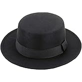 ASTRQLE Classic Black Fashion Fedora Flat Hat Elegant Jazz Hats Brim Church Derby Cap for Head Circumference 22-22.8inch