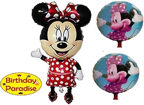 Birthday Paradise Decorative Minnie Mouse Balloons Set for Birthday Decorations & Theme Party - Set of 3 PCS Foil Balloon