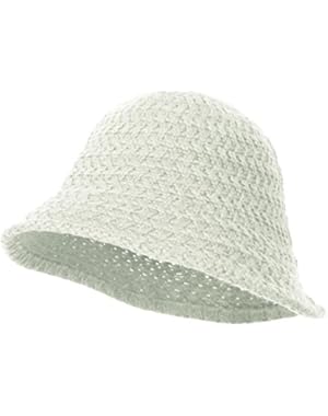 Knitted Floppy Wired Edge Round Top Fedora Feminine Bucket Hat