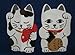 Japanese Noren Manekineko Door Curtain Lucky and Fortune Cats Doorway Window Treatment (Navy Blue)
