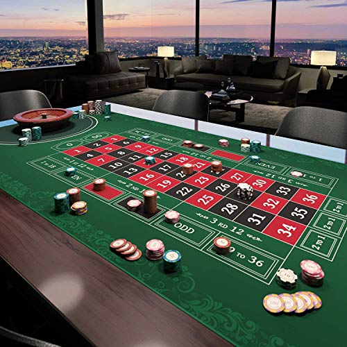 Bullets Playing Cards Poker Table Mat (39.5"x23.5") - Non-Slip, Water-Resistant Surface For Texas Hold'em