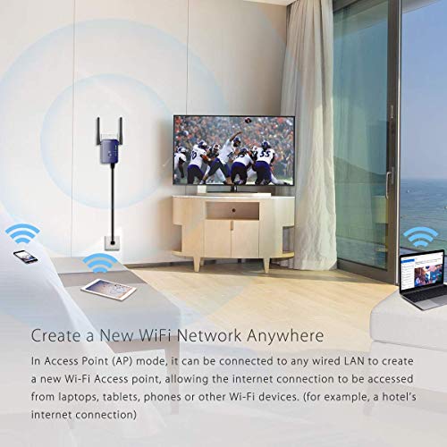 Coredy Prescitech N300 Mini WiFi Range Extender Wireless Repeater Internet Signal Booster with 2 Ethernet Port/Smart LED Indicator for Boosting Wi-Fi Coverage (Updated Version)