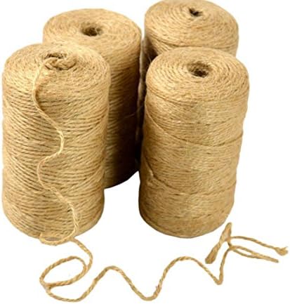CHHR 328 Feet Natural Jute Twine Best Arts Crafts Gift Twine Durable Packing String photo wall string for Gardening Wedding Party Sugar box Decorative gift (String diameter:2mm)