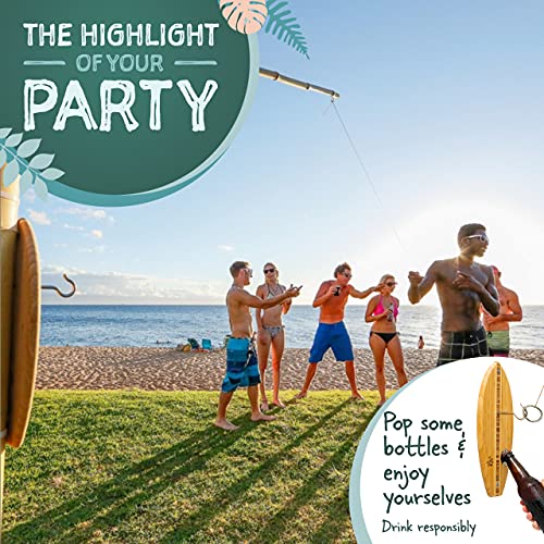 Tiki Toss Ring Toss Game for Adults 13 Inch Surfboard Edition Hook