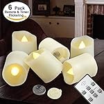 Tealights with Timer and Remote - Outdoor LED Flameless Candles - Battery Operated Flickering Votive Remote Control - Tea Light - Include CR2450 Battery Operated 200 Hours - Amber Yellow Flame 6-set