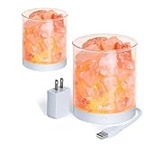 Levoit 2 Pack Cora Himalayan Salt Lamp Natural Glow Pink Sea Crystal Rock (Portable Design), 2 pounds,Touch Brightness Dimmable Control, Levoit Basin Design,UL-Listed Cord and Gift Box