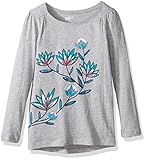 Crazy 8 Big Girls' Long-Sleeve Graphic with High-Low Hem, Squid Heather Gray, S
