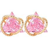 ENMOKI Geometric Triangle Colored Cubic Zirconia Gold Stud Earrings for Women
