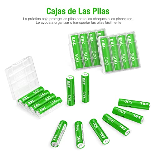 EBL Pilas AAA Recargables Solar de Luces Solares Jardín 1200 Ciclos para Luz Solar Césped, Iluminación de Caminos - 20 Unidades de 1,2V NIMH