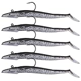 Goture Lead Head Jigs Soft Fishing Lures with Hook Sinking Swimbaits for Saltwater and Freshwater (Pack of 5)