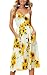 Angashion Women's Dresses-Summer Floral Bohemian Spaghetti Strap Button Down Swing Midi Dress with Pockets primary