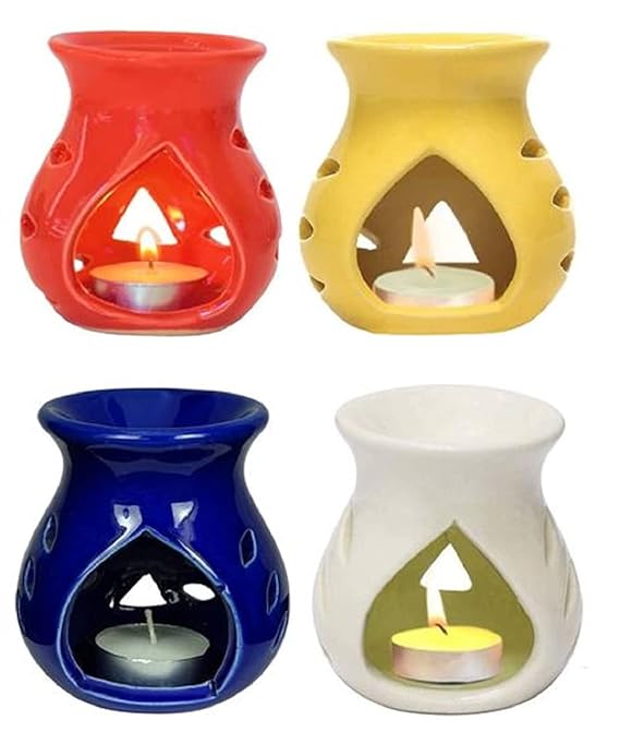 BHARAT SOURCE Ceramic Clay Candle Operated Aroma Burner / Aroma